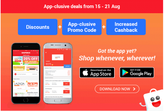 Score some great bargains with ShopBack's mobile app from now until 21 August 6