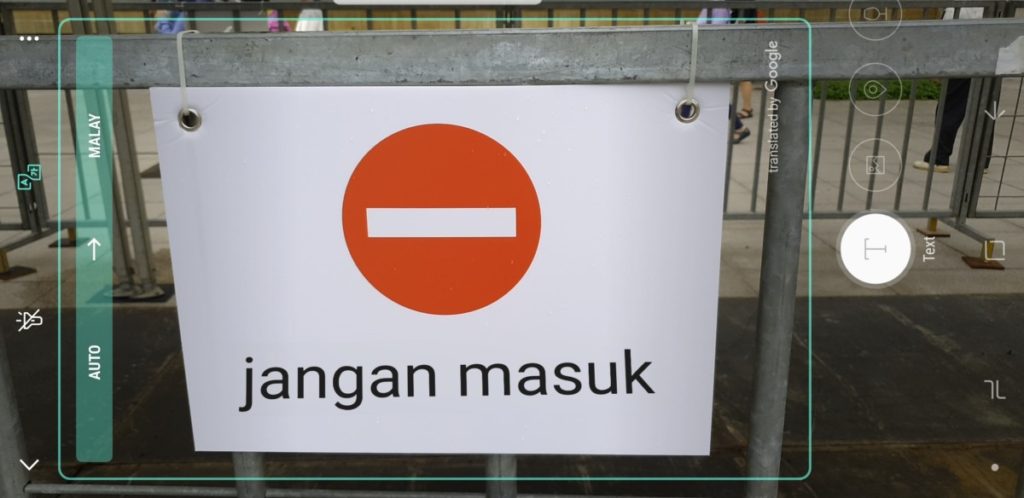 The same sign translated into Bahasa by Bixby