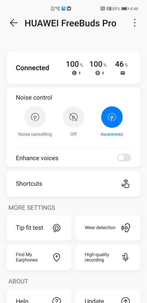 Huawei FreeBuds Pro settings 1