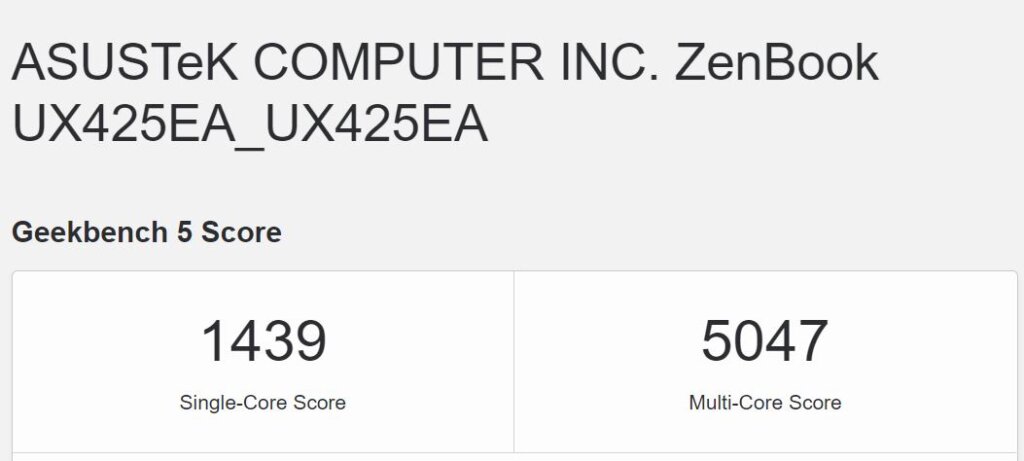 ASUS ZenBook 14 UX425E review geekbench