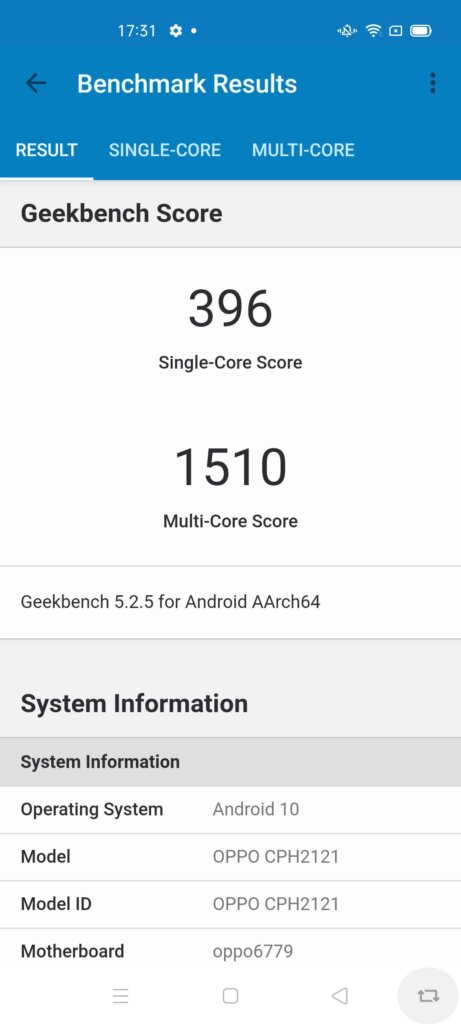 Oppo A93 Review geekbench 5