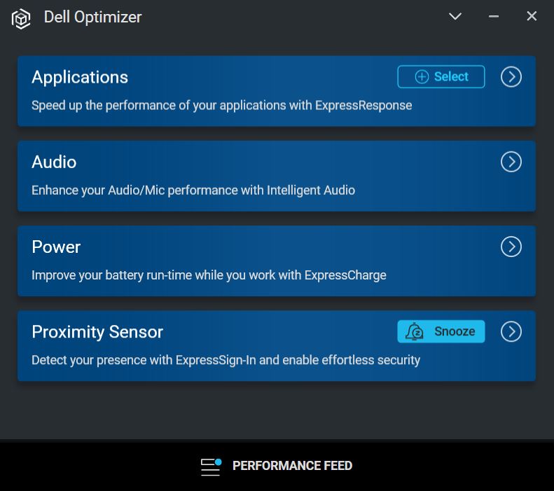 Dell Latitude 7320 2-in-1 Review  Dell Optimizer main menu