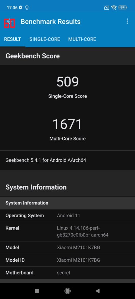 Xiaomi Redmi Note 10S Review geekbench