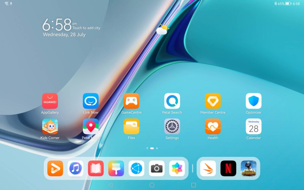 Huawei MatePad 11 review homescreen