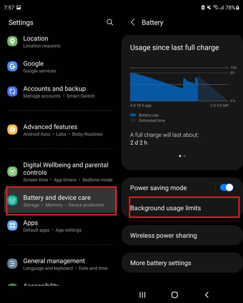 Galaxy Z Fold3 Power User Tip #3 - Turn on Background Usage Limits step 1