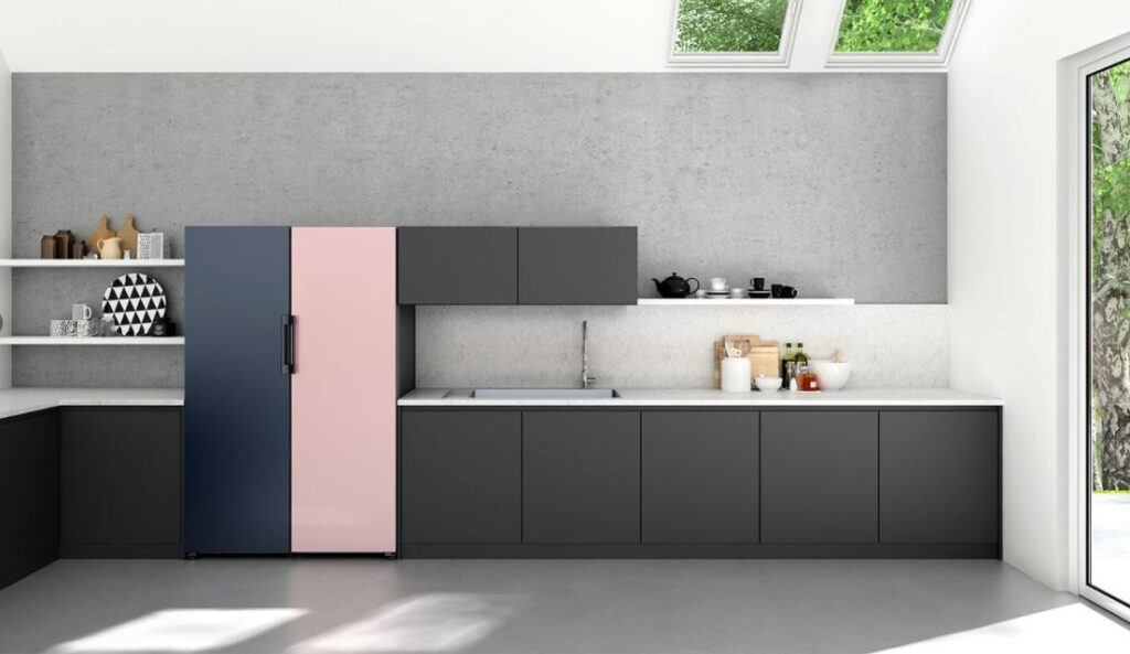 Samsung Bespoke Refrigerators pink and blue