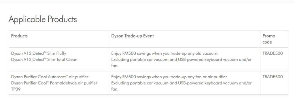 dyson trade up codes