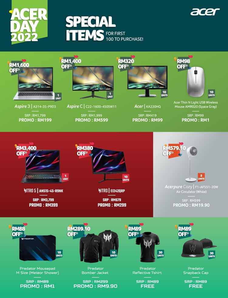 acer day 2022 flash sales special first 100 promotions